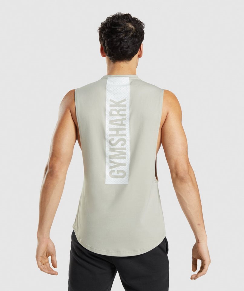 Men\'s Gymshark Bold Drop Arm Tanks Beige | NZ 0LAFNZ